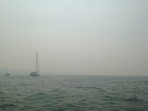 Sydney Harbour covered with smoke from bush fires, Nov 2, 2013. 